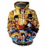 Sweat à Capuche One Piece Les 3 Frères Ace Sabo et Luffy