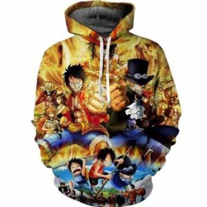 Sweat à Capuche One Piece Les 3 Frères Ace Sabo et Luffy