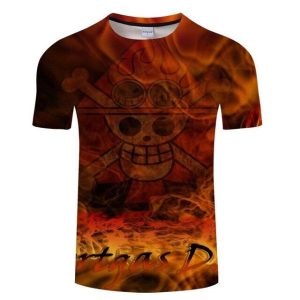 T-Shirt One Piece Emblème de Ace aux Poings Ardent