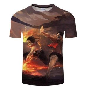 T-Shirt One Piece Fan Art Barbe Blanche Ace et Luffy